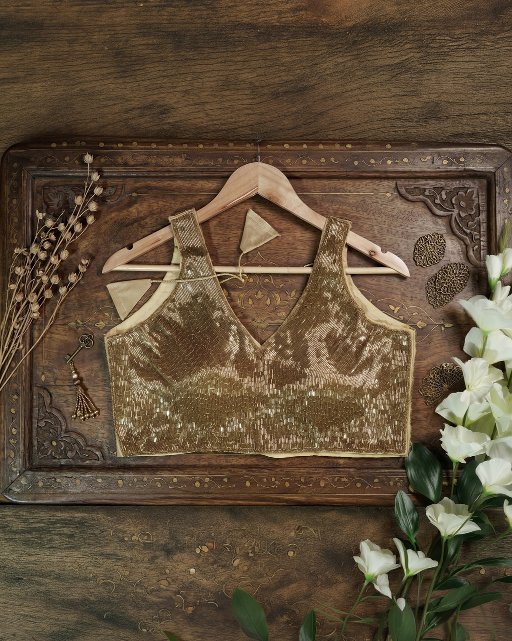 Noor Luxe Gold Sequin Blouse