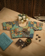 Azure Mosaic Patchwork Blouse