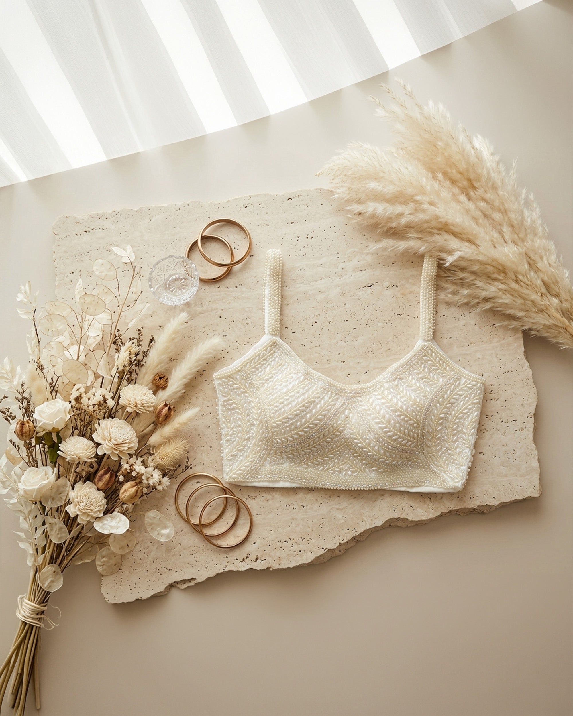 Ivory Pearl Bloom Hand-Embroidered Blouse